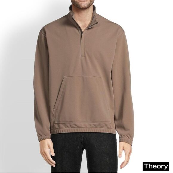 Theory **NWT** Reeve Half-Zip Trainer in Fossil - Picture 2 of 9